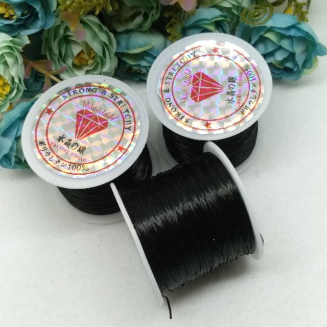 Bahan gelang senar karet serat hitam