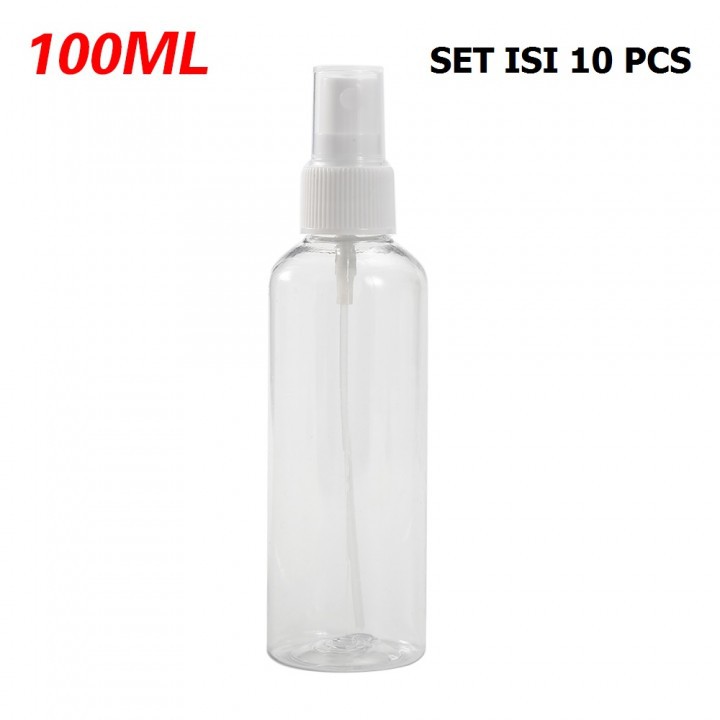 Botol Spray PET 100ml - Bening Transparan - Set Isi 10pcs