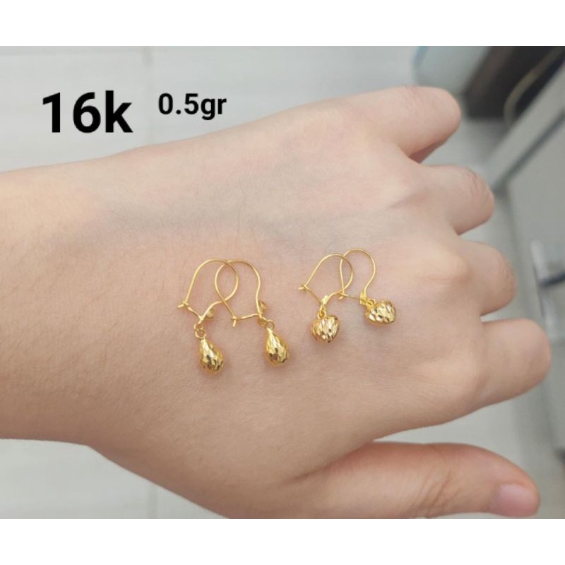 Anting anak dan dewasa emas asli model timun dewasa anak kadar 700 70% 16k 22