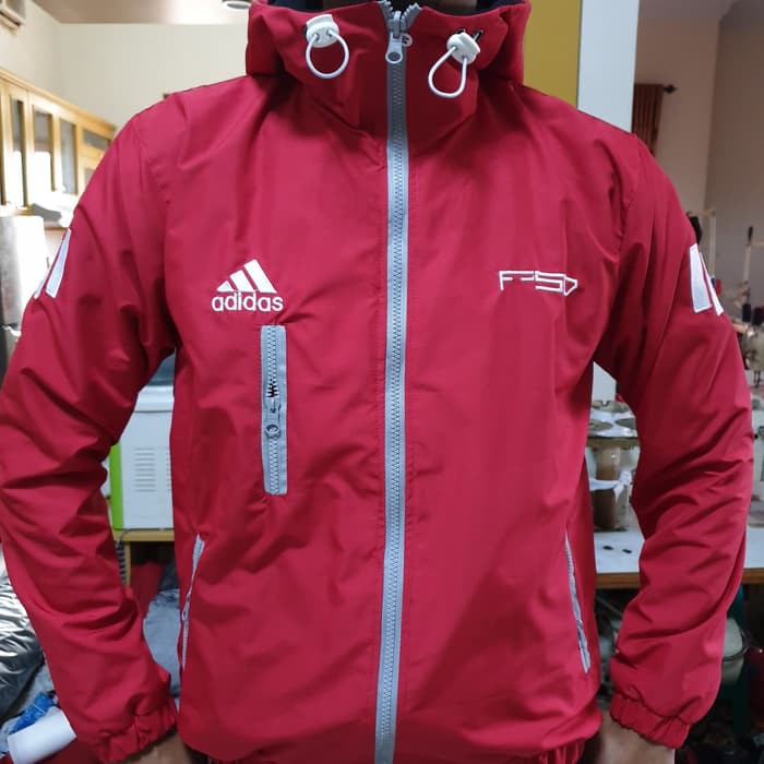 JAKET PARASUT PARASIT PRIA ADIDAS F-50 WARNA MERAH