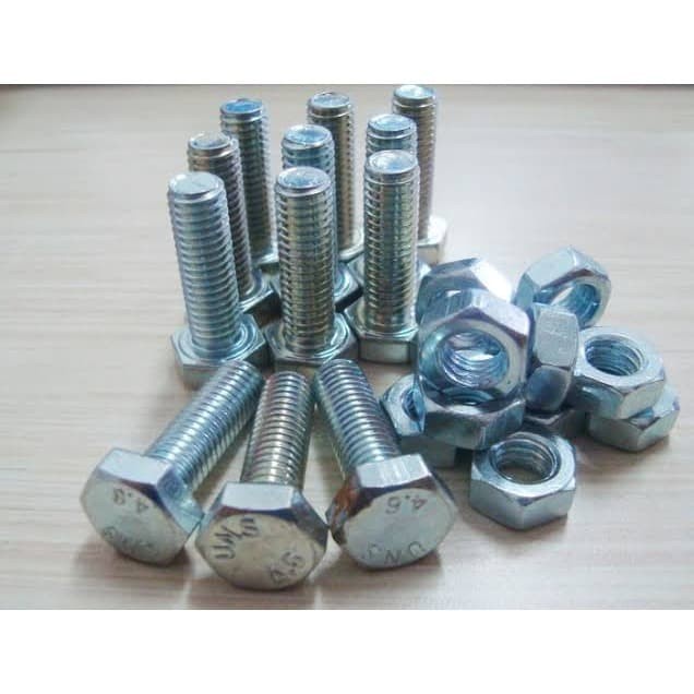 Baut Mur M16 x 75 Kunci 24 Putih Baud HEX umum Set dengan Mur