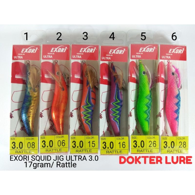 LURE Egi EXORI SQUID JIG ULTRA 3.0 Rattle Umpan Cumi Egging