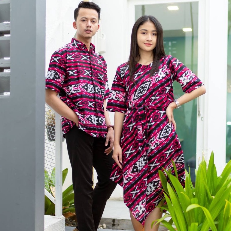Baju Batik Couple Original Batik Wanita Sarimbit Batik Pasangan Hitam Salur Lurik Keluarga Pekalonga