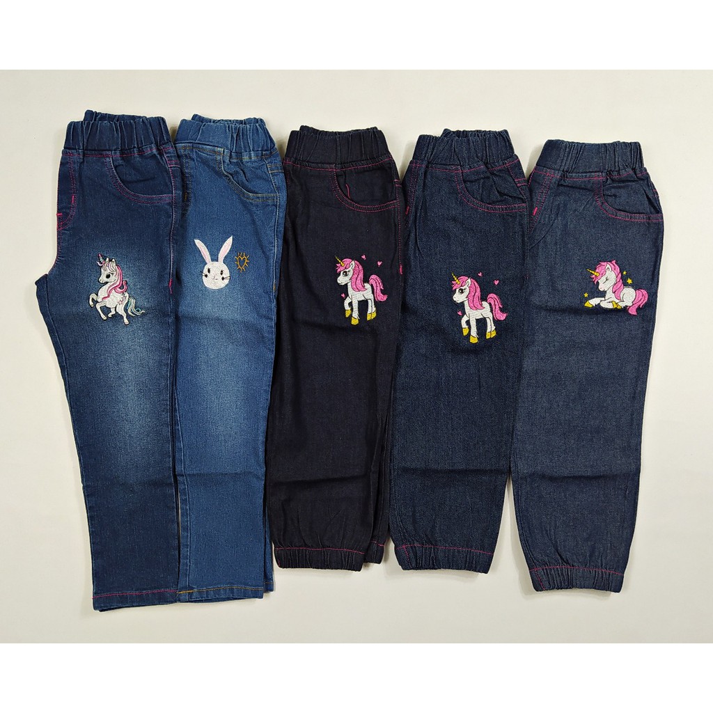 celana jeans mix denim LITTLE M panjang jogger anak cewek celana jeans mix denim LITTLE M panjang jogger anak cewek
