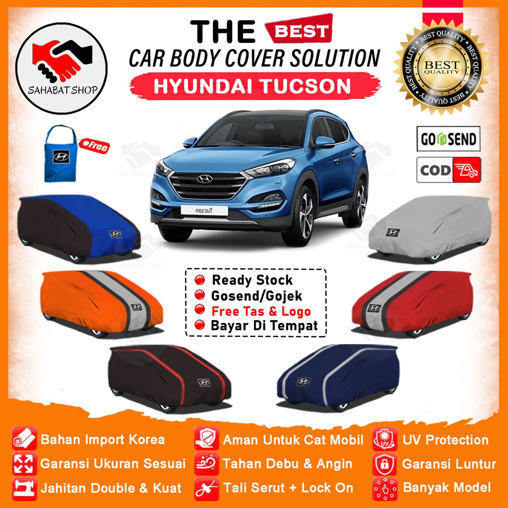 Sahabat Body Cover Mobil Tucson / Sarung Penutup Hyundai Tucson Outdoor / Selimut Tutup Mantel Kerudung Pelindung Mantol Pembungkus Terpal Mobil Tucson Waterproof Anti Air Model Orange