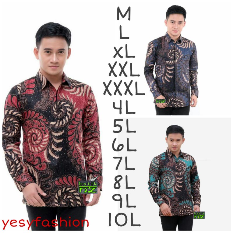 KEMEJA BATIK PRIA LENGAN PANJANG BIG SIZE JUMBO M.L.XL.XXL.3XL.4XL.5XL.6XL.7XL.8XL.10XL