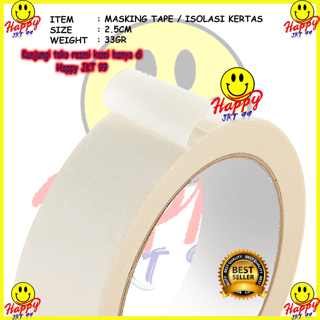 [ HAPPY JKT 99 ] LAKBAN ISOLASI KERTAS STAR MASKING TAPE 24MM X 10Y 1INCI