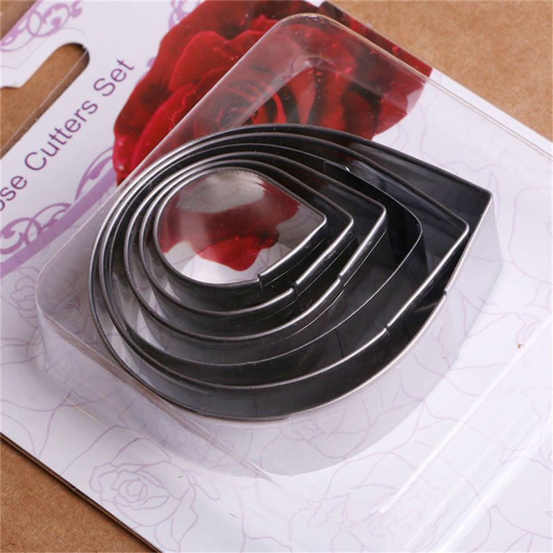 6PCS/Set Rose Petal Mold for Cake Decor Fondant Sugarcraft Cutters Tools Mould