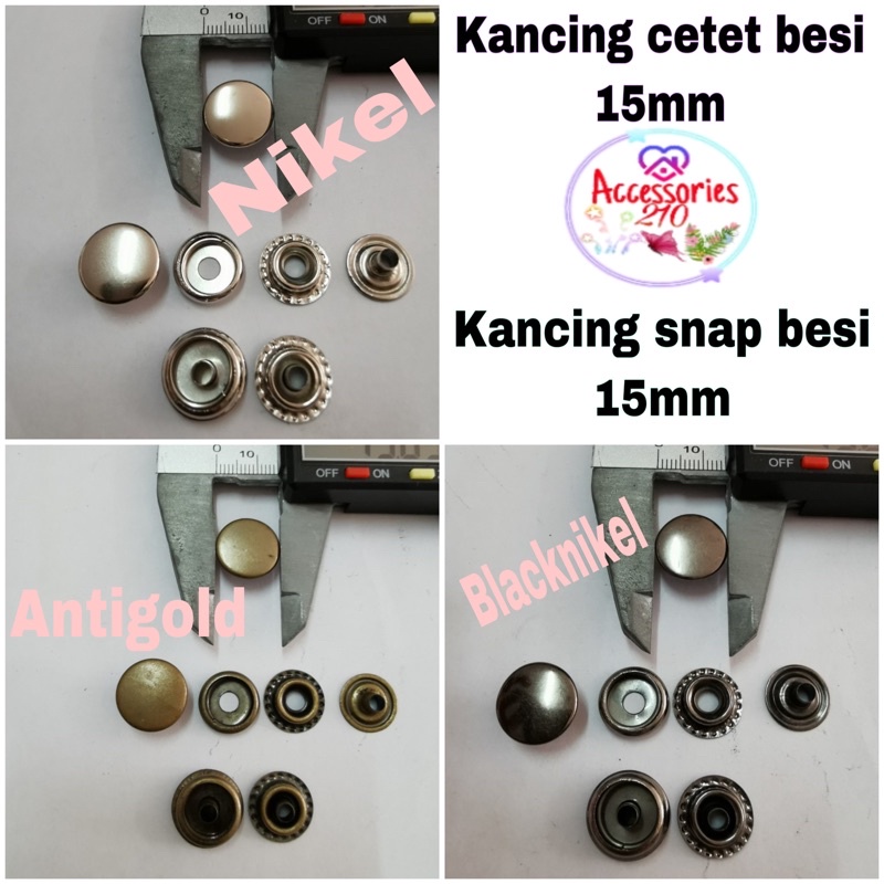 Kancing cetet besi 15mm / kancing snap besi 7050 / 5gross