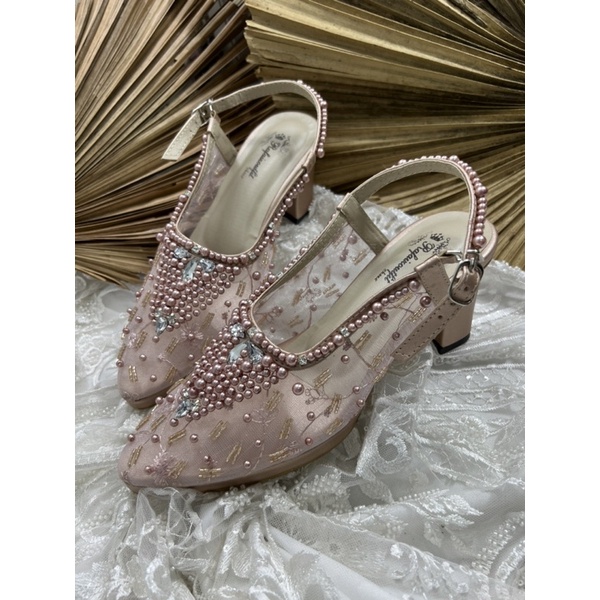 sepatu wanita wedding kiyarisa rosegold tali tinggi 7cm tahu