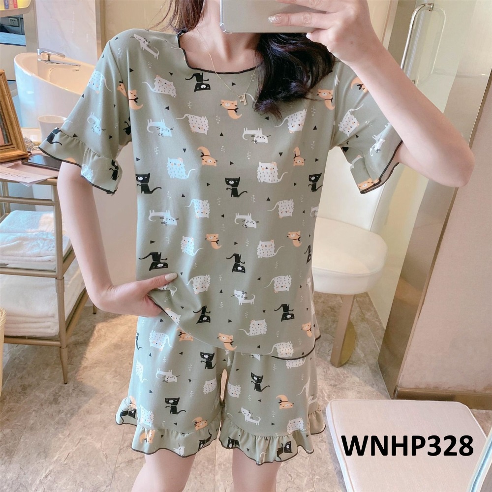 Baju Tidur Wanita Lengan Pendek Celana Pendek Motif Fashion