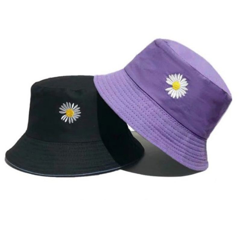  Topi Bucket Wanita  Dewasa Motif Bordir Bunga Daisy 