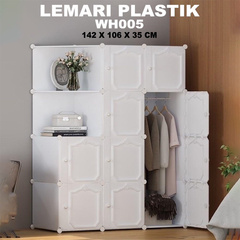 Lemari Plastik 10 Pintu 2 Rak - 1 Gantungan Lemari Plastik Lemari Serbaguna Lemari Portable -FHS88