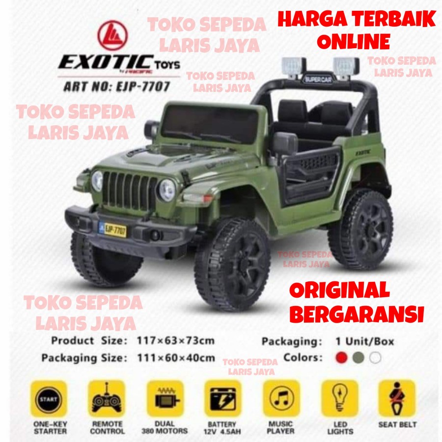 MOBIL AKI JEEP EXOTIC 7707 , MOBILAN JEEP ANAK EXOTIC 7707 AKI 12 VOLT mobil jeep aki exotic ejp 7704 new-3