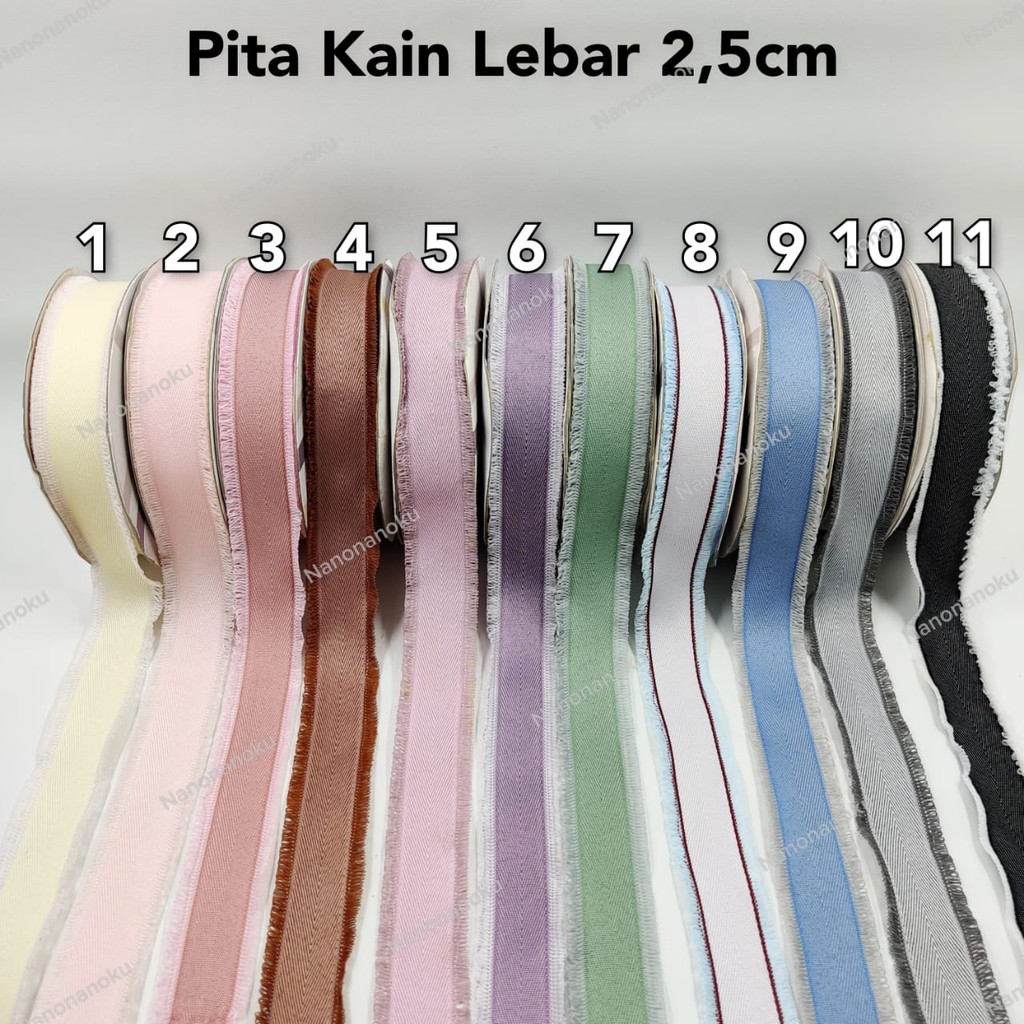 Pita Kain 1 inch 2,5 cm Pinggiran Benang Hiasan Hampers Souvenir Mahar Kado