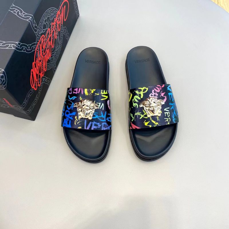 sandal pria vers4ce slide sendal flat selop cowok mirror slippers P1SHOES