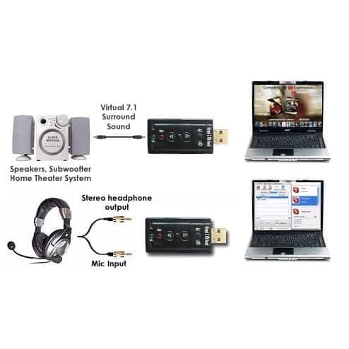 USB Sound Card 7.1Channel External Soundcard Audio virtual 7.1