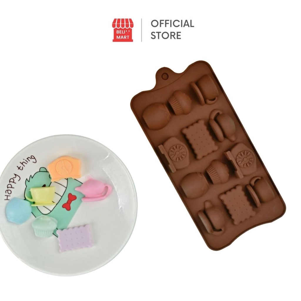 [BELIMART] Silicone Mold Food Motif Cupcake Teacup Teapot Biscuit | Cetakan Silikon Kue Coklat Makanan Resin Bentuk Jam  Cangkir Teko Kue Kering Simbol