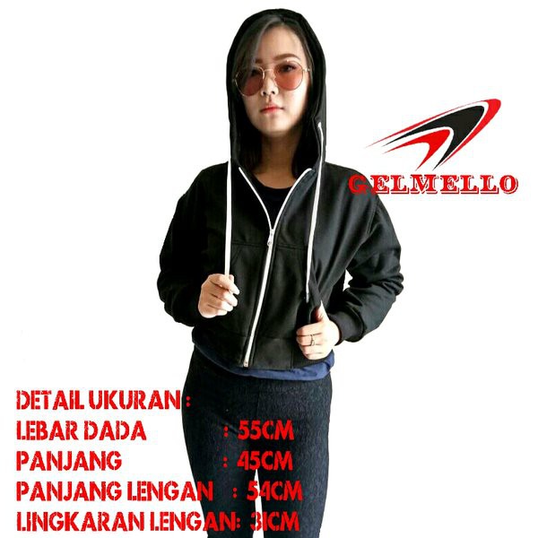 New Arrival SWEATER CROP HOODIE ZIPPER BLACK Low Price