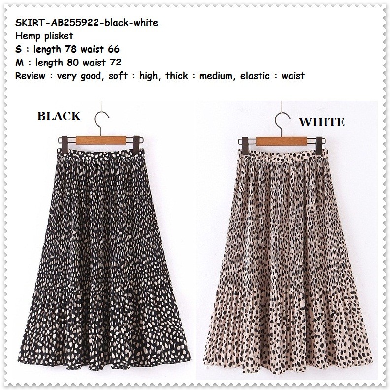 AB255922 Rok Panjang Midi Skirt Rok Plisket Lipit Wanita Korea Import Leopard Macan