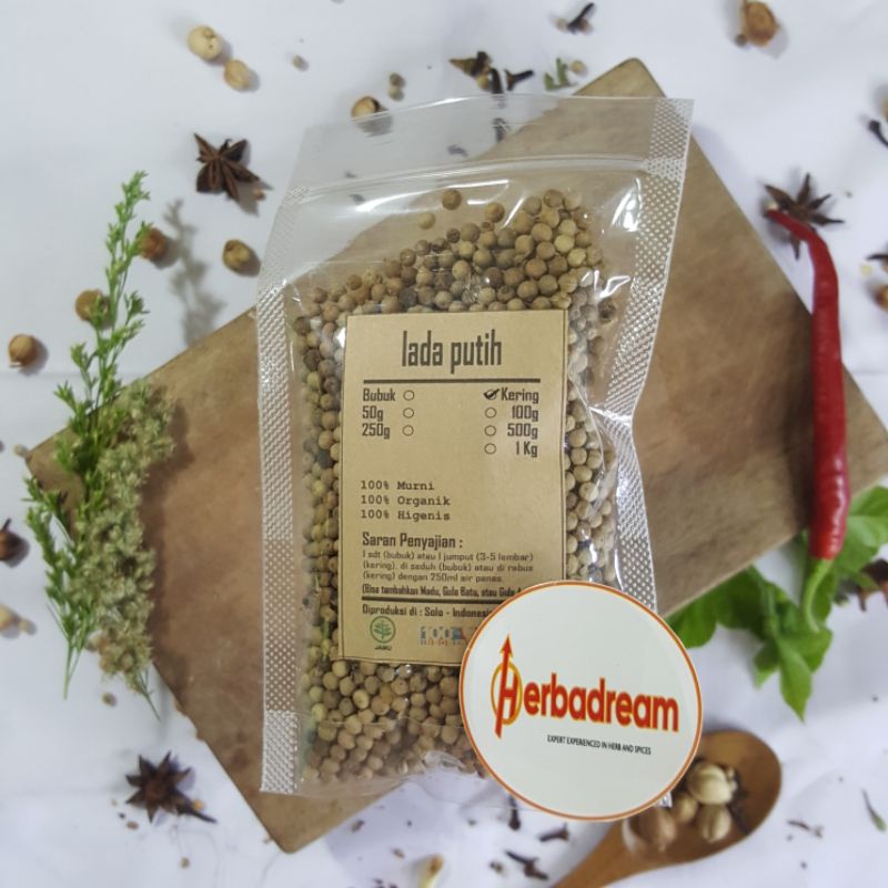 

100 GRAM BIJI LADA PUTIH WHITE PEPPER SAHANG MERICA MERICO MRICO MRICA PETHAK PIPER NIGRUM BAI HUJIAO KERING DRIED SIMPLISIA