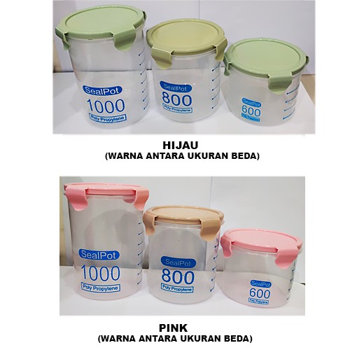 Adda Home - Toples Bening Bulat Snack Bumbu Tepung Cabe Food Container Wadah Tempat Penyimpanan Makanan Takaran BPA Free