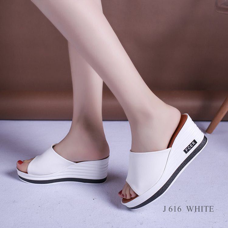 SANDAL SLIDE WEDGES SHOES FASHION BELVA 616