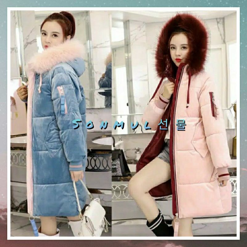 READY INDONESIA WOMAN WINTER PREMIUM VELVET PADDING COAT 'FAVE' JAKET WANITA MUSIM DINGIN IMPOR