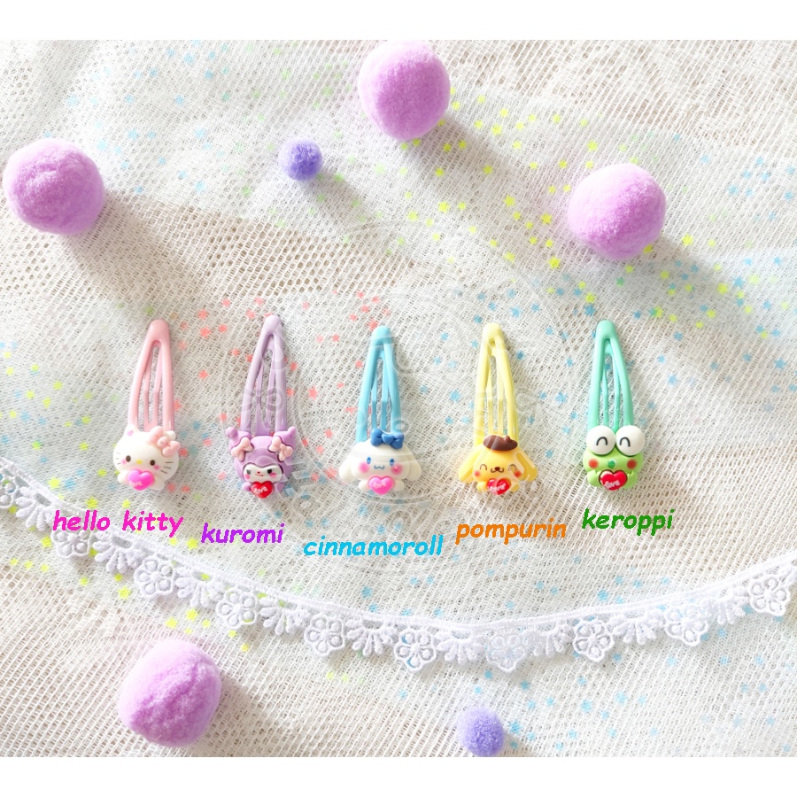 jepit jepitan rambut kitty kuromi cinnamoroll pompompurin keroppi