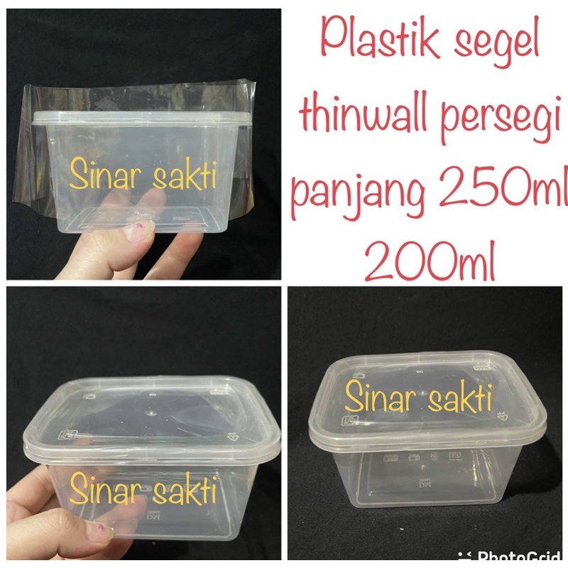 plastik segel thinwall persegi panjang 200ml 250ml / segel plastik kotak makanan Min order 50pcs