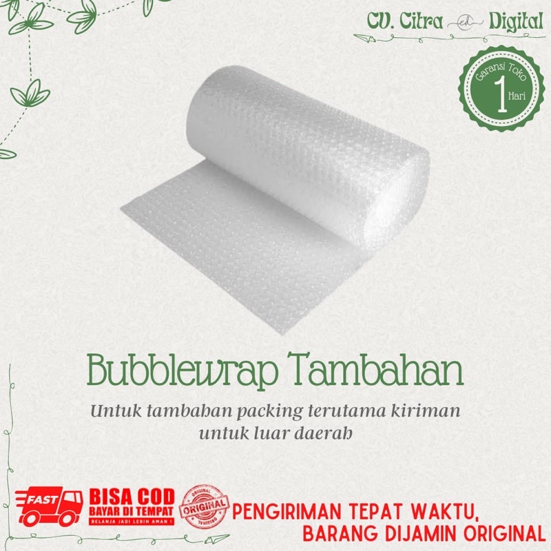 

Packing Bubblewrap / Bubble wrap Tambahan / Bubble Wrap (Tambahan Untuk Packing) - Putih