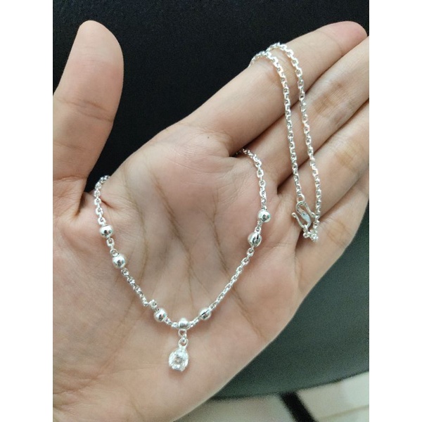 kalung nori bandul lapis perak - set kalung permata zircon - kalung mata 1 - kalung mewah - kalung s