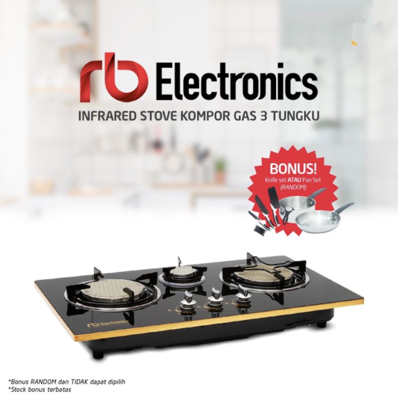 RB Electronics Infrared Stove Kompor Gas 3 Tungku