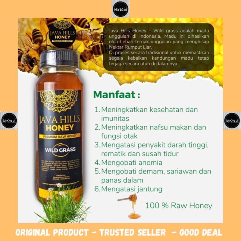 

Madu Wild Grass Java Hills Honey 350 gr - premium raw honey madu mentah murni asli herbal mumtaz javahills organik 350gr