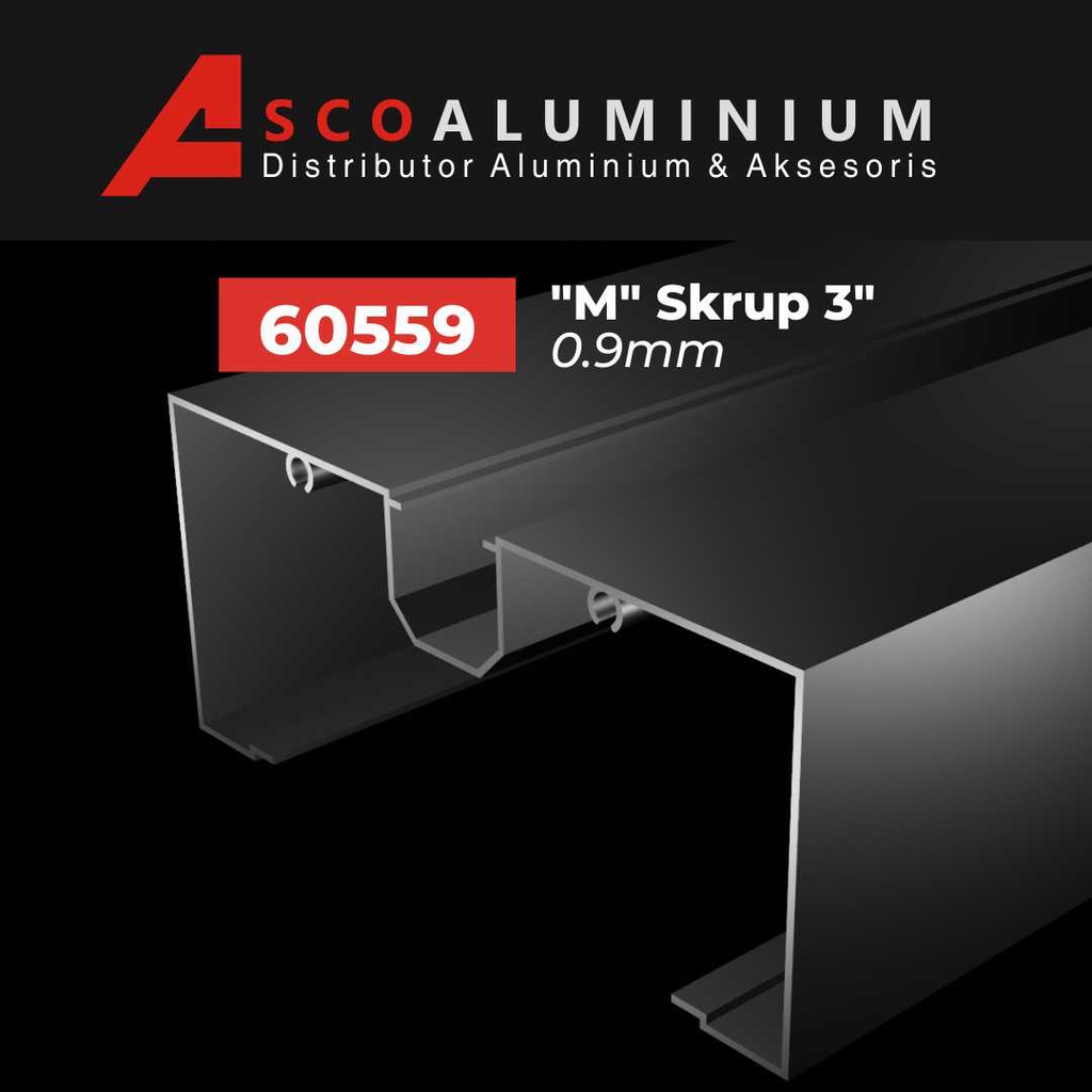 Aluminium / alumunium "M" Skrup Profile 60559 kusen 4 inch Alexindo