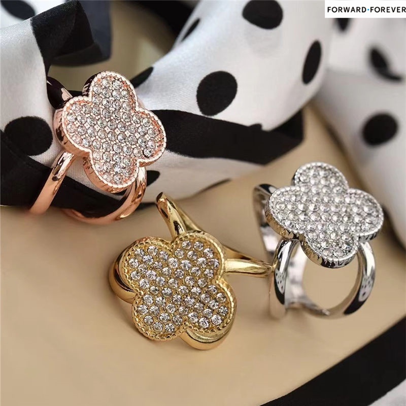 Bros Bentuk Daun clover Bahan alloy Aksen Kristal M40281