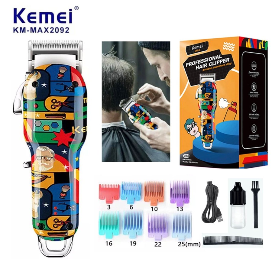 Kemei km max2092 hair clipper kemei 2092 cordless mesin cukur rambut