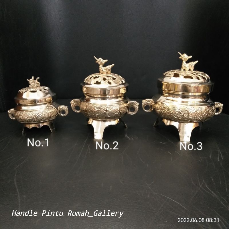 Tempat Bakar Dupa Buhur Kemenyan Bokor Hiolo Dupa Kuningan Solid