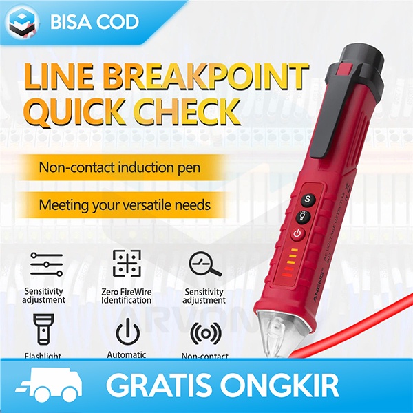 TESPEN LISTRIK VOLTAGE DETECTOR ANENG NON TOUCH 1000V NCV FLASHLIGHT