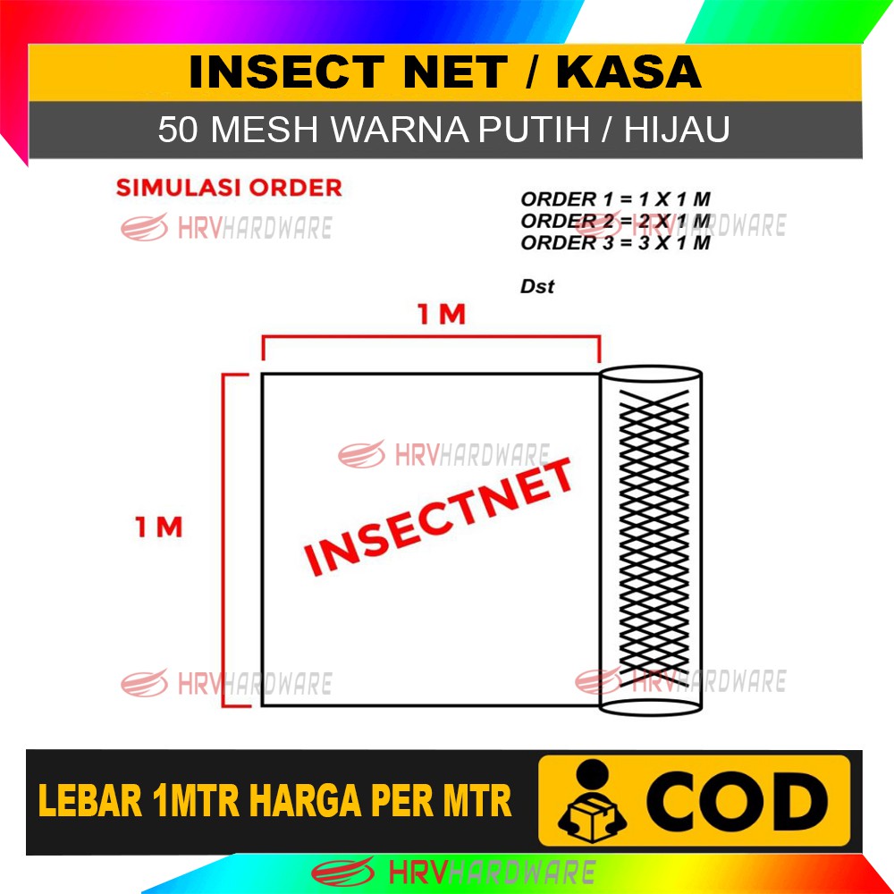 Eceran Insect Screen Net Hijau Jaring Kasa Mesh Anti Nyamuk dan Hama Serangga Greenhouse