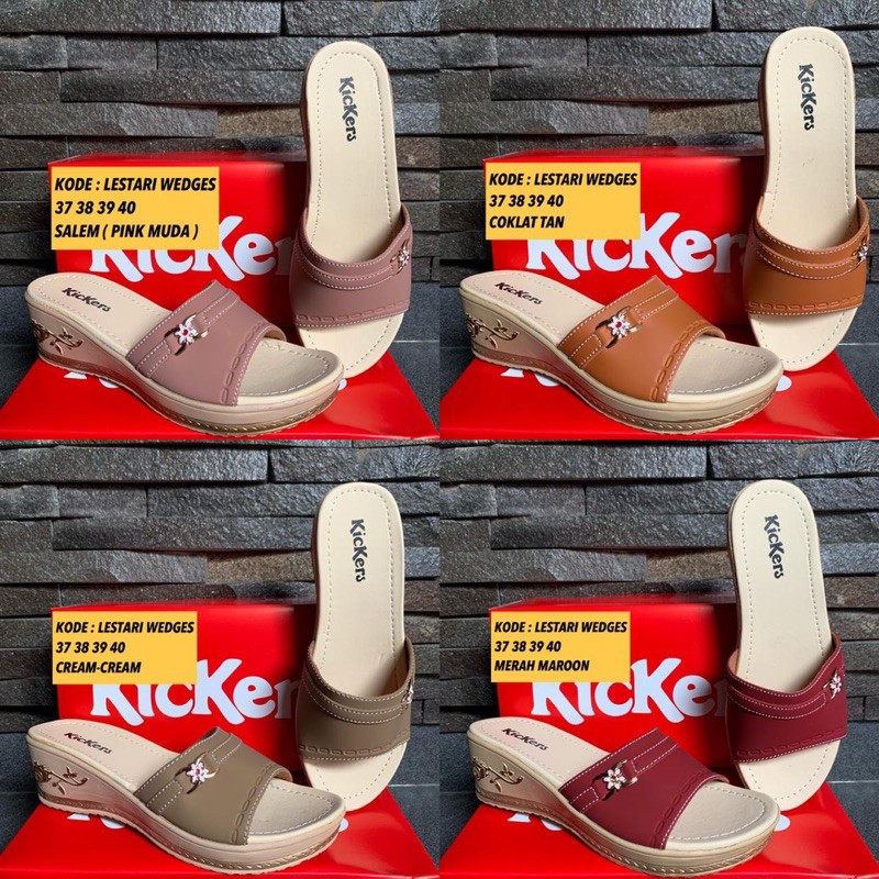 SANDAL WEDGES SELOP WANITA HAK 5CM SLOP BUNGA PESTA FORMAL MAL KAMPUS TERBARU WEDGES LESTARI 1