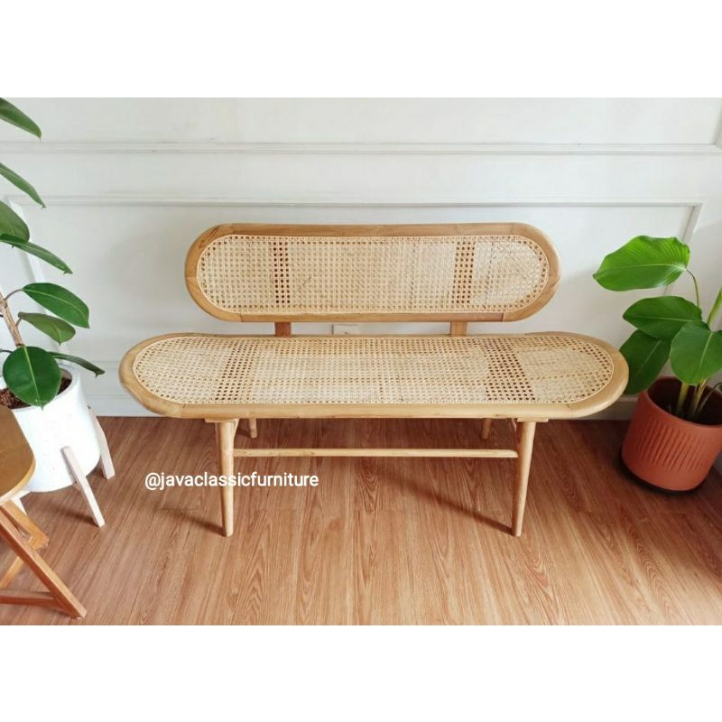 KURSI BANGKU KACANG ROTAN VINTAGE RETRO CAFE ANTIK UNIK BISA UNTUK TERAS SANTAI OUTDOOR INDOOR SANDARAN ROTTAN BAHAN KAYU JATI BERKUALITAS EXPORT HARGA MURAH FINISHING NATURAL FURNITURE JEPARA-2