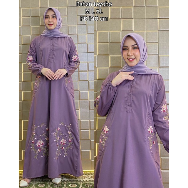 Gamis ridd bordir premium original / Gamis bordir / Gamis toyobo / Fashion muslim terbaru / gamis
