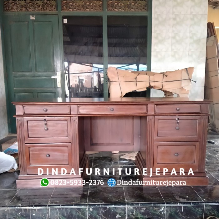 MEJA KERJA JATI SOLID - MEJA KANTOR JATI - MEJA DIREKTUR JATI LACI -