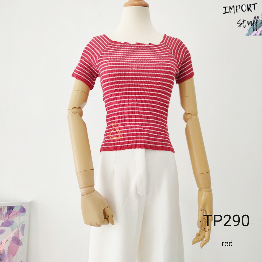 TP290 -  BAJU WANITA CROP TOP SALUR KOREA IMPORT MURAH