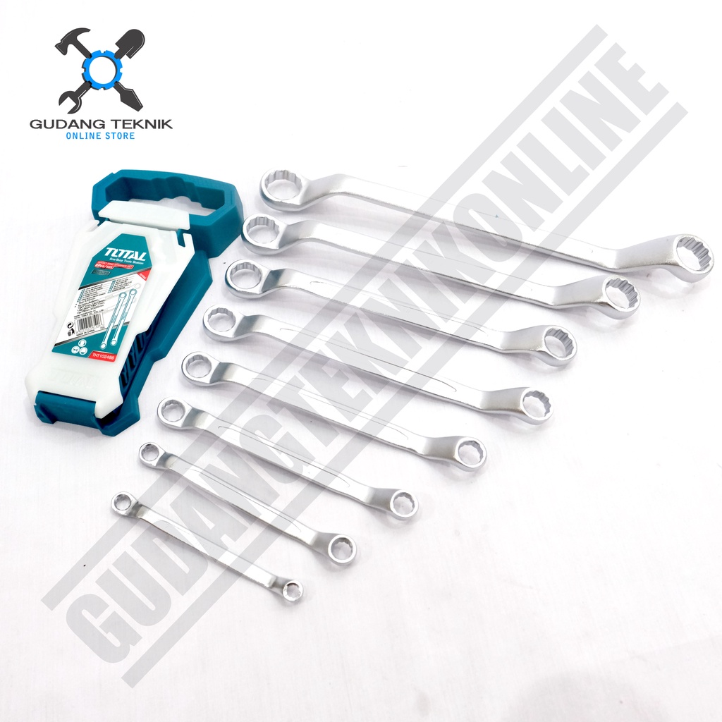 Kunci Ring 1 SET 8pcs 6-22mm TOTAL THT102486 / Offset Ring Spanner - Double Ring Wrench Set 8 pcs