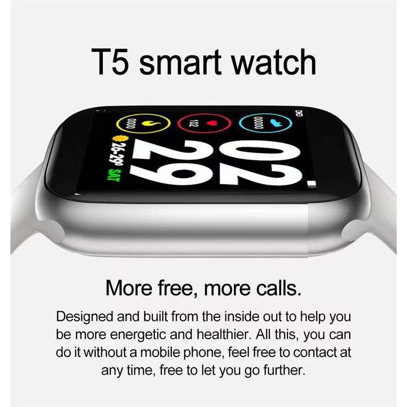 T5 Smartwatch Bluetooth Layar Sentuh Dengan Pengukur Detak Jantung untuk Olahraga