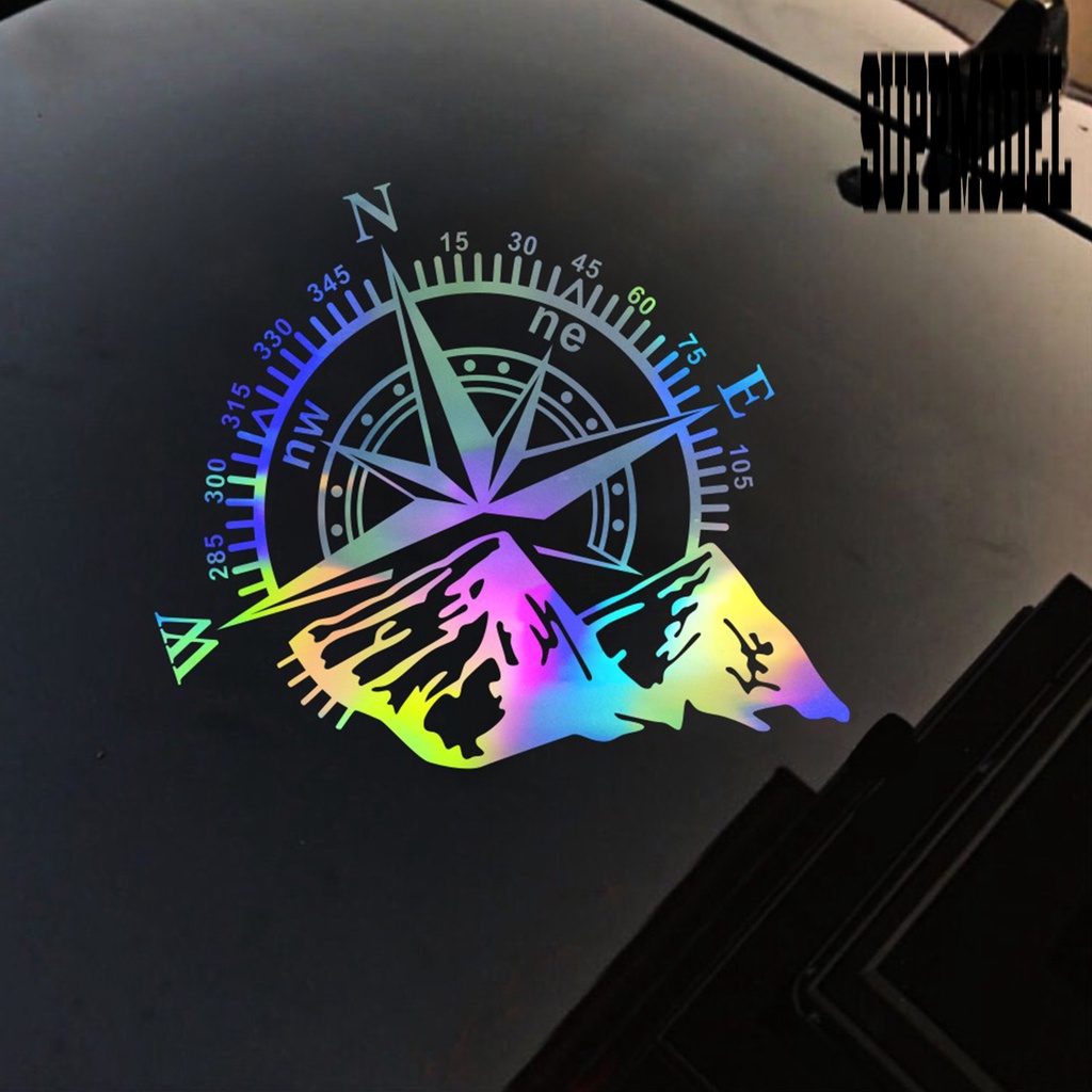 Stiker Vinyl Motif Gambar Gunung / Pohon / Kompas Untuk Dekorasi Mobil