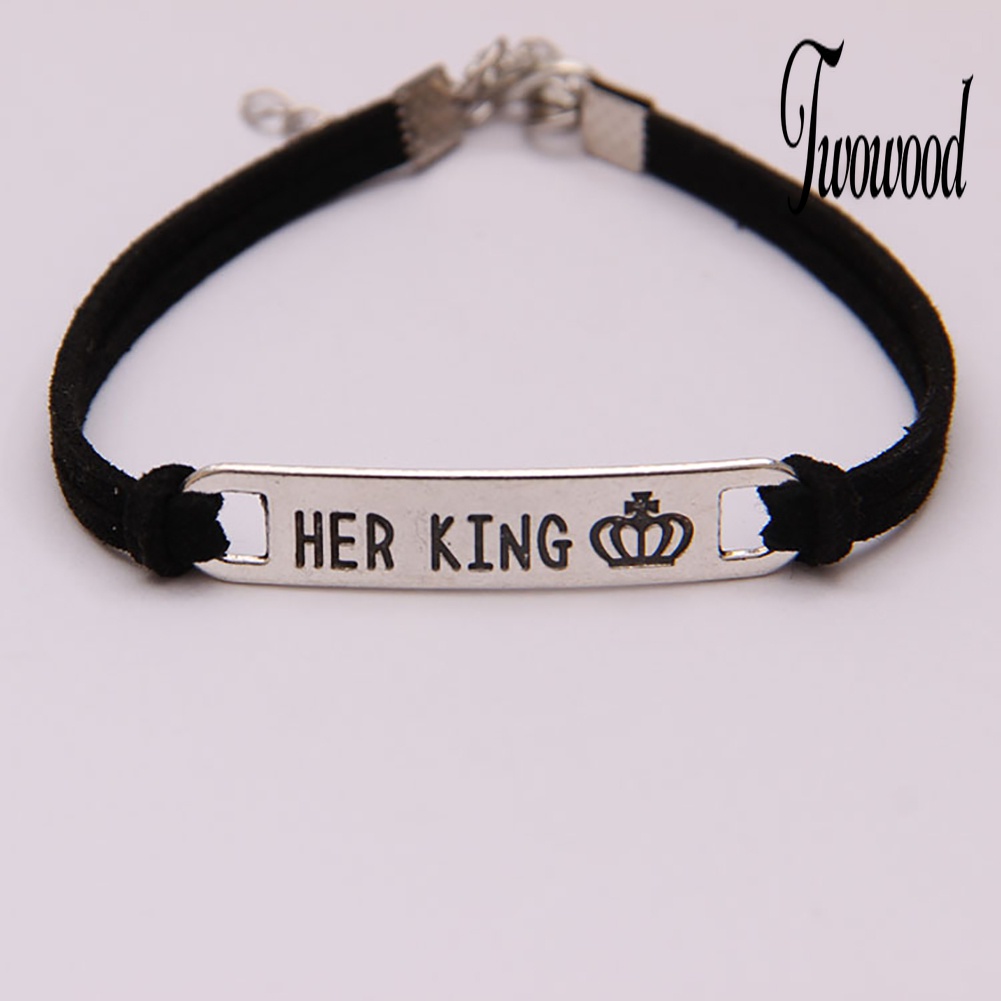 Gelang Pasangan Desain His Queen Her King Untuk Hadiah