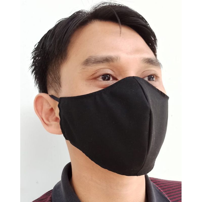 masker kain pria hitam 2ply duckbill